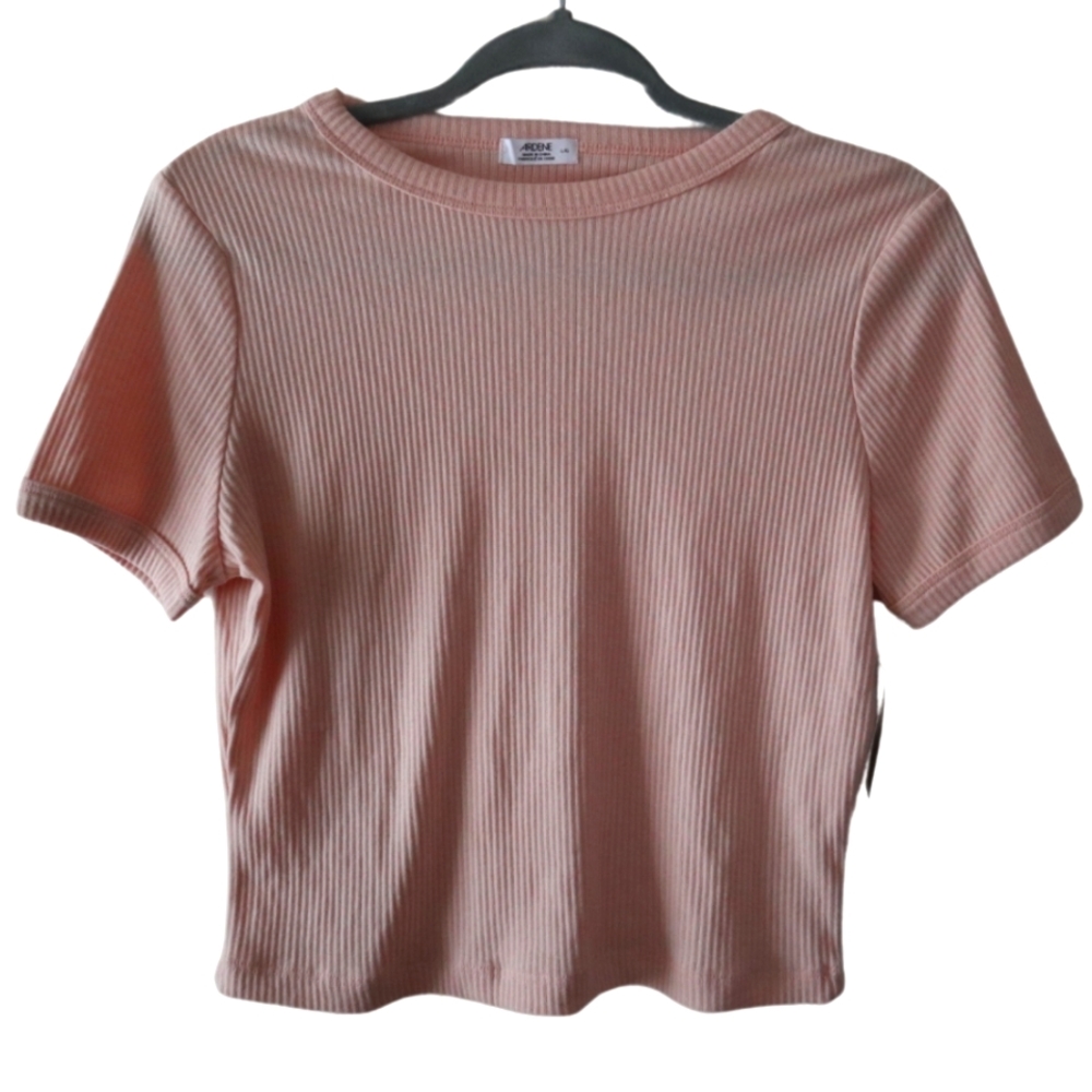 NWT Pink Ribbed Crop Top T-Shirt - Ardene